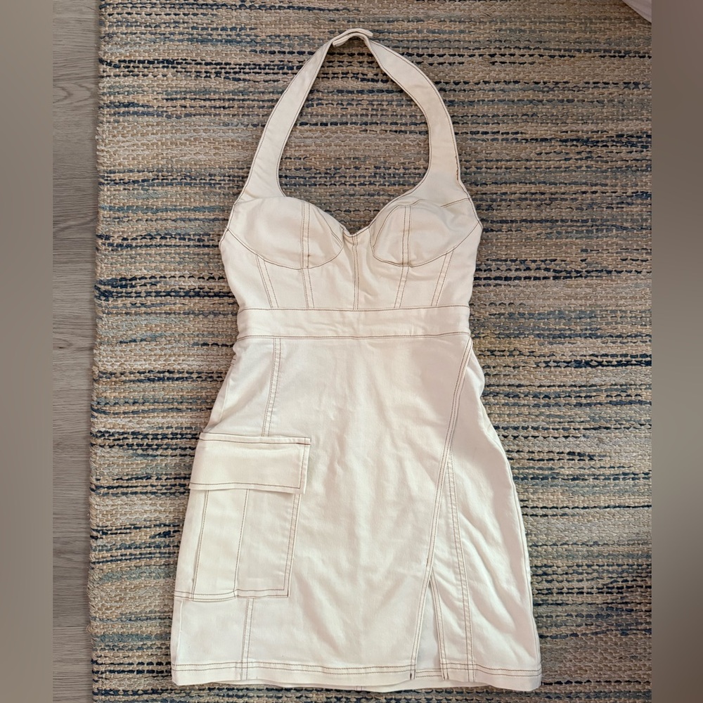 Urban Outfitters Cream Halter Mini Dress